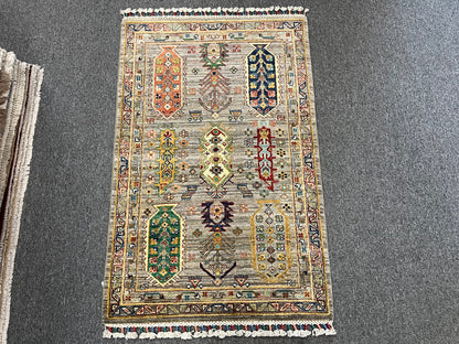 3' X 4' Geometric Handmade Wool Rug # 14064