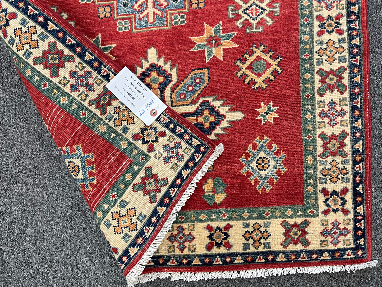 3' X 5' Kazak Handmade Wool Rug # 13854