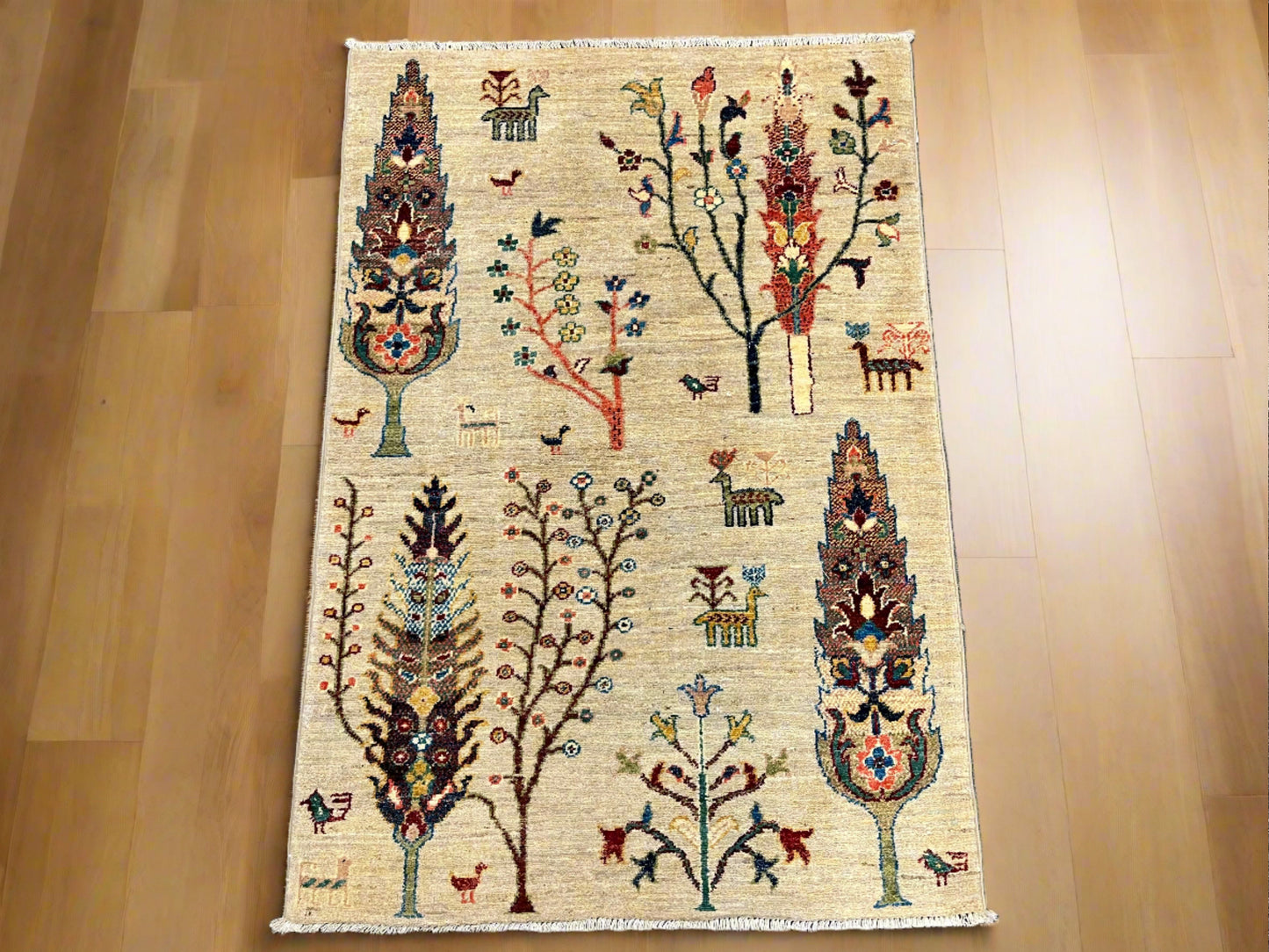 3X4 Tree Of Life Handmade Wool Rug # 14060