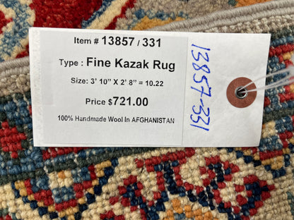 3' X 4' Kazak Handmade Wool Rug # 13857