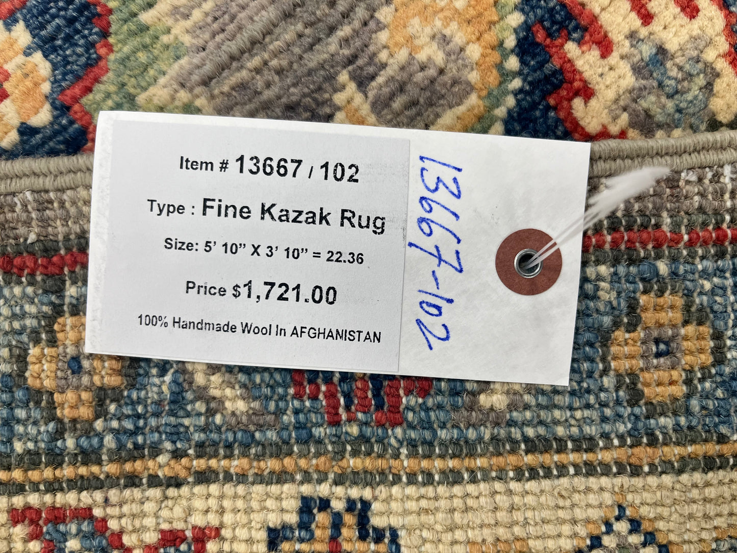 4X6 Kazak Handmade Wool Rug # 13667