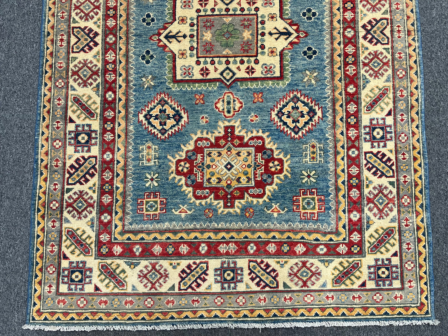 4 X 6 Kazak Light Blue Handmade Wool Rug # 13670