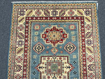 4 X 6 Kazak Light Blue Handmade Wool Rug # 13670