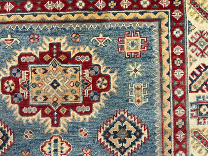 4 X 6 Kazak Light Blue Handmade Wool Rug # 13670