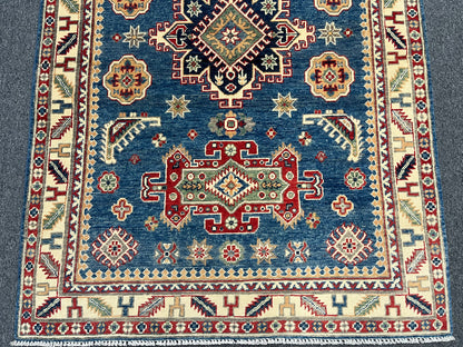 4 X 6 Kazak Light Blue Handmade Wool Rug # 13604