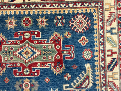 4 X 6 Kazak Light Blue Handmade Wool Rug # 13604