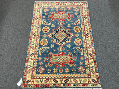 4 X 6 Kazak Light Blue Handmade Wool Rug # 13604