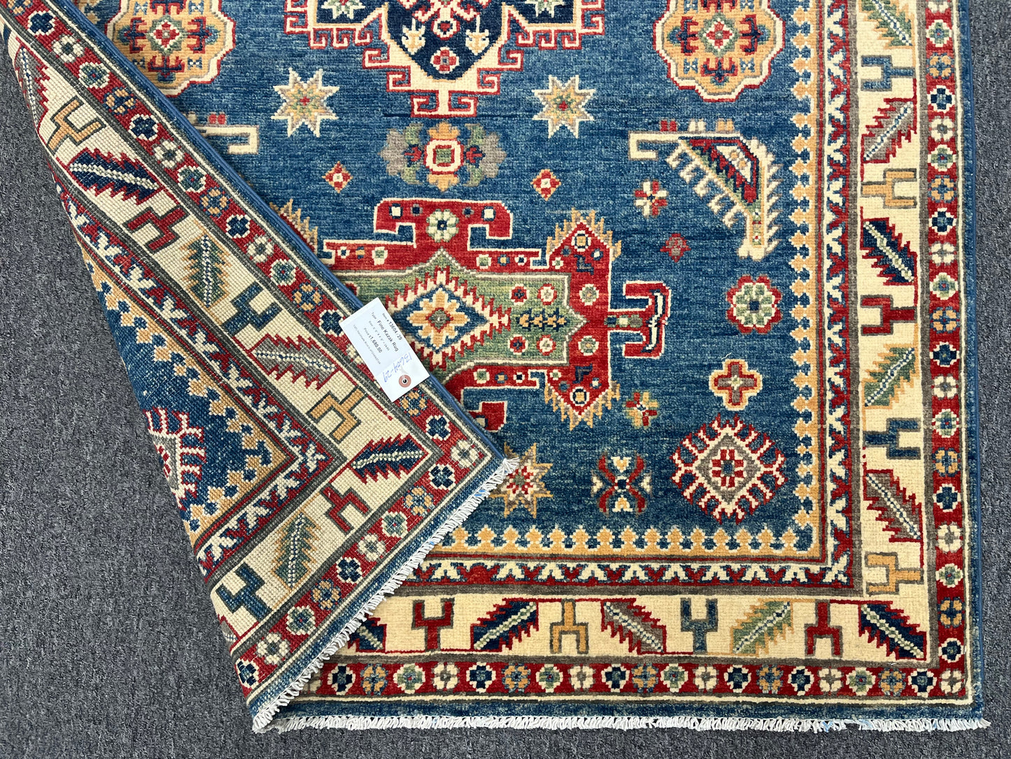 4 X 6 Kazak Light Blue Handmade Wool Rug # 13604