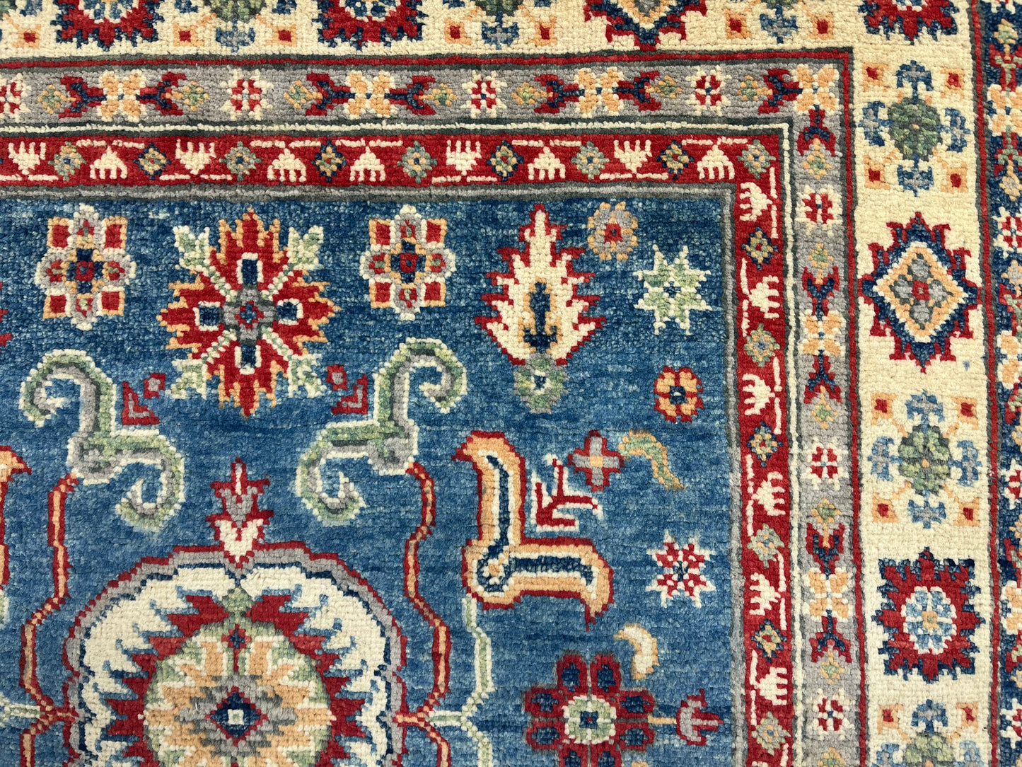 4 X 6 Kazak Light Blue Handmade Wool Rug # 13603