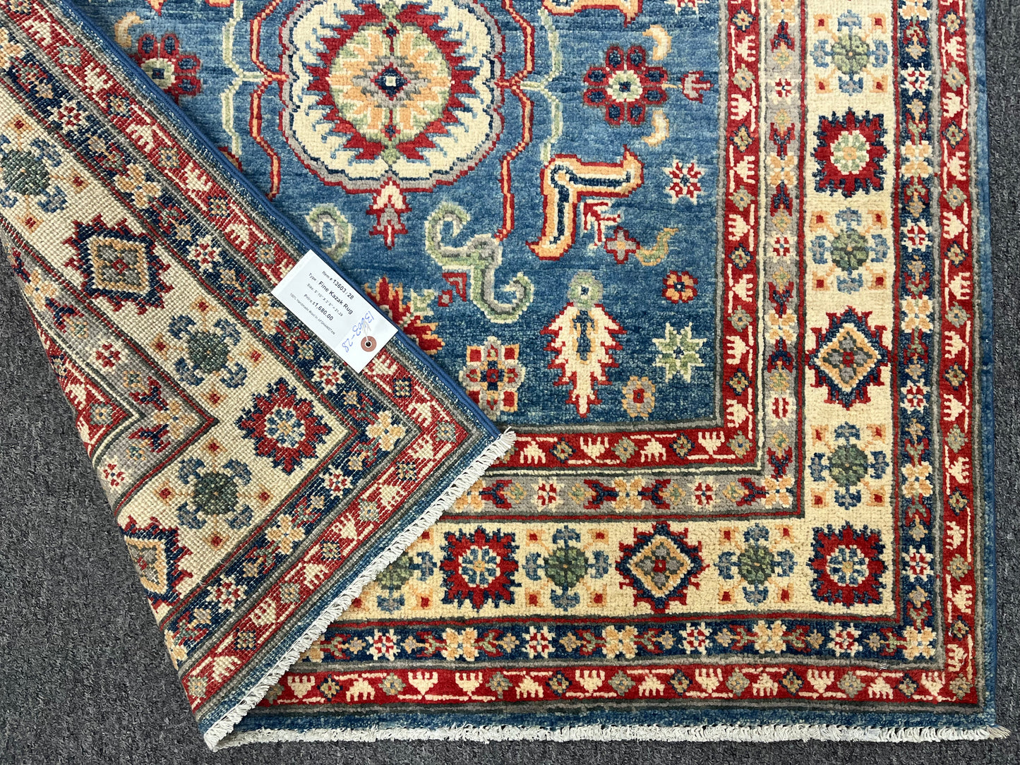 4 X 6 Kazak Light Blue Handmade Wool Rug # 13603