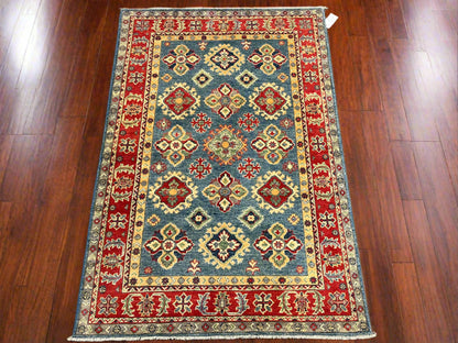 4 X 6 Kazak Light Blue Handmade Wool Rug # 13607