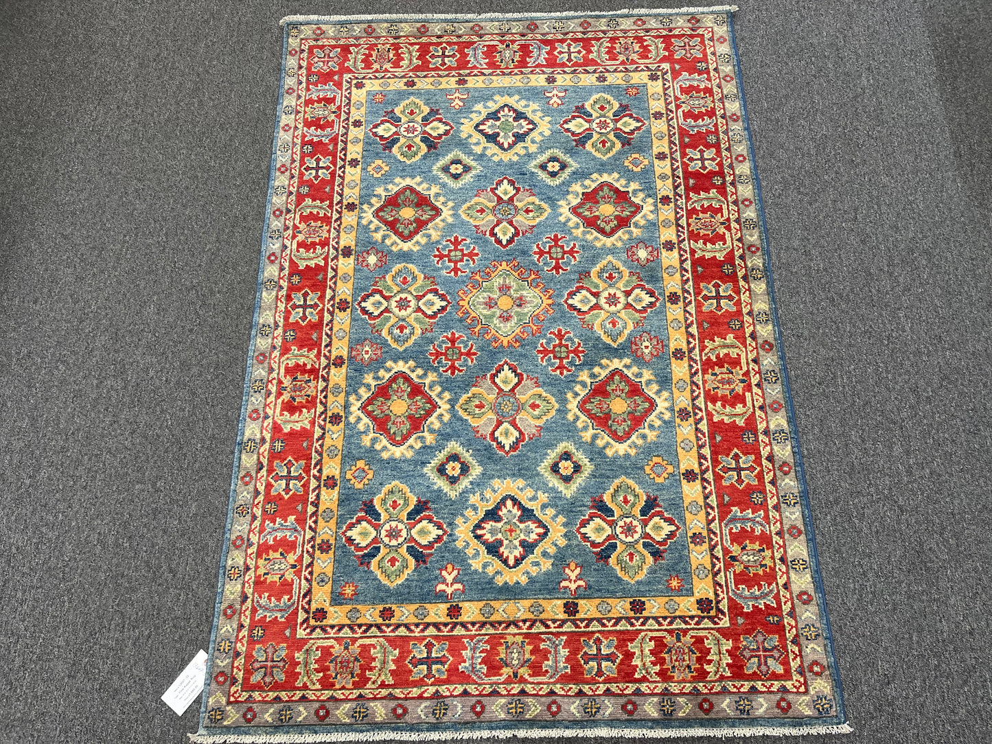 4 X 6 Kazak Light Blue Handmade Wool Rug # 13607