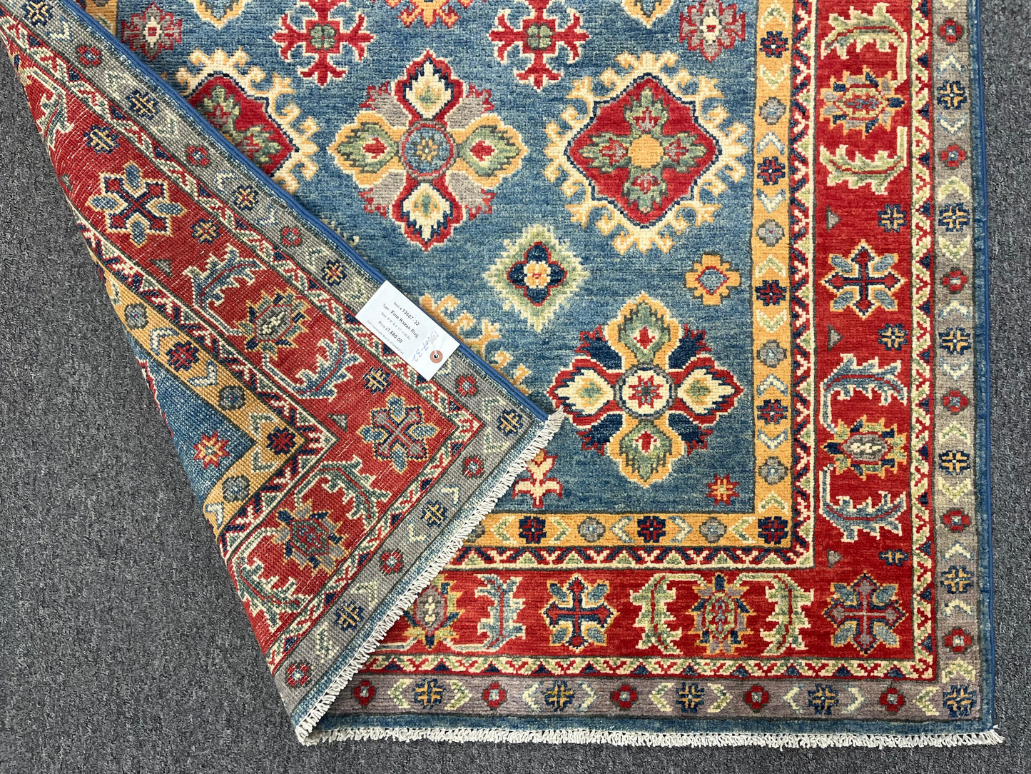 4 X 6 Kazak Light Blue Handmade Wool Rug # 13607