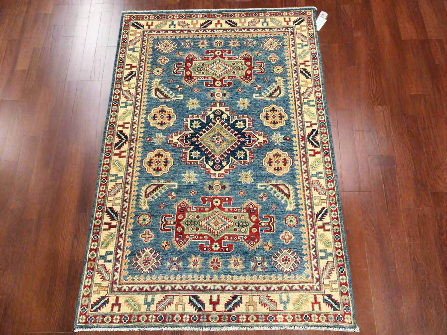 4 X 6 Kazak Light Blue Handmade Wool Rug # 13602