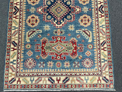 4 X 6 Kazak Light Blue Handmade Wool Rug # 13602