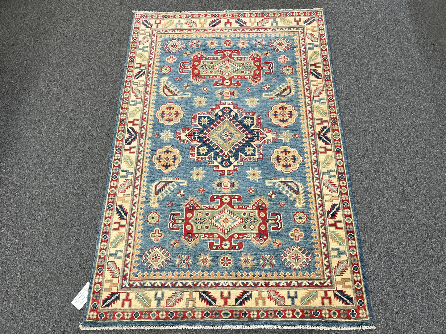 4 X 6 Kazak Light Blue Handmade Wool Rug # 13602