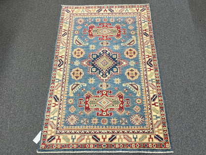 4 X 6 Kazak Light Blue Handmade Wool Rug # 13602