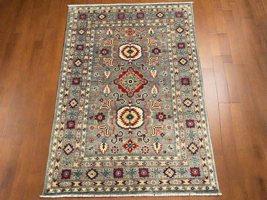 4X6 Kazak Brown Handmade Wool Rug # 13581