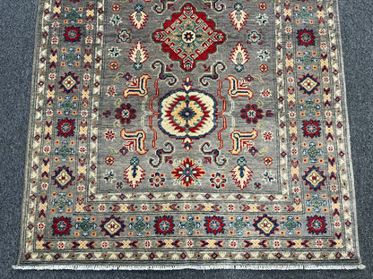 4X6 Kazak Brown Handmade Wool Rug # 13581