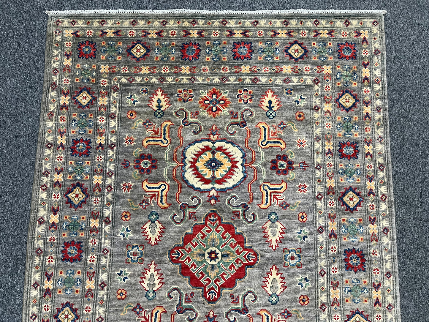 4X6 Kazak Brown Handmade Wool Rug # 13581