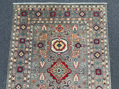 4X6 Kazak Brown Handmade Wool Rug # 13581