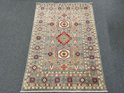 4X6 Kazak Brown Handmade Wool Rug # 13581