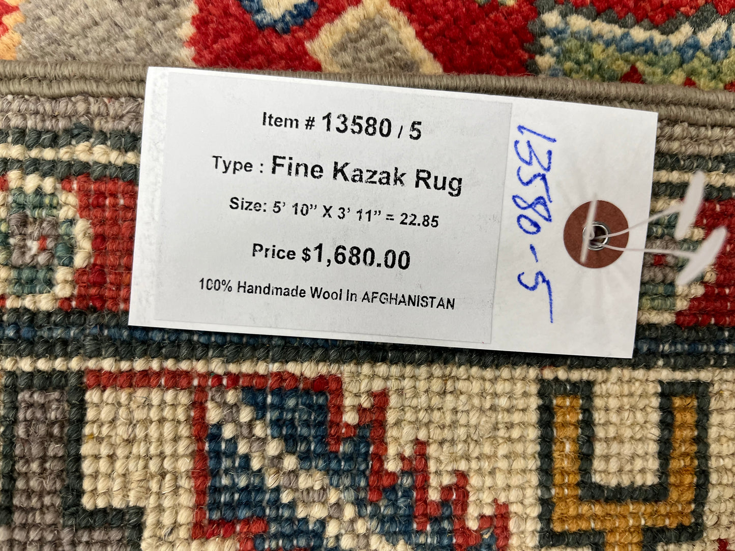 4X6 Kazak Gray Brown Handmade Wool Rug # 13580