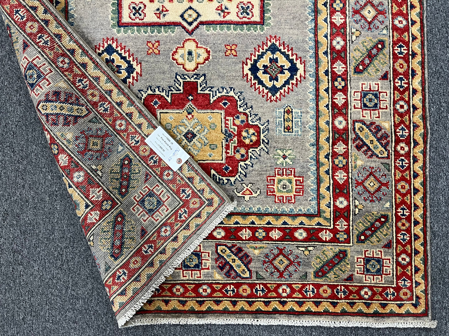 4X6 Kazak Gray brown Handmade Wool Rug # 13600