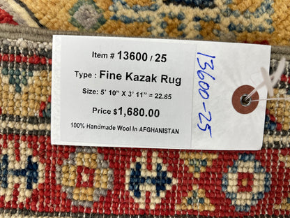 4X6 Kazak Gray brown Handmade Wool Rug # 13600