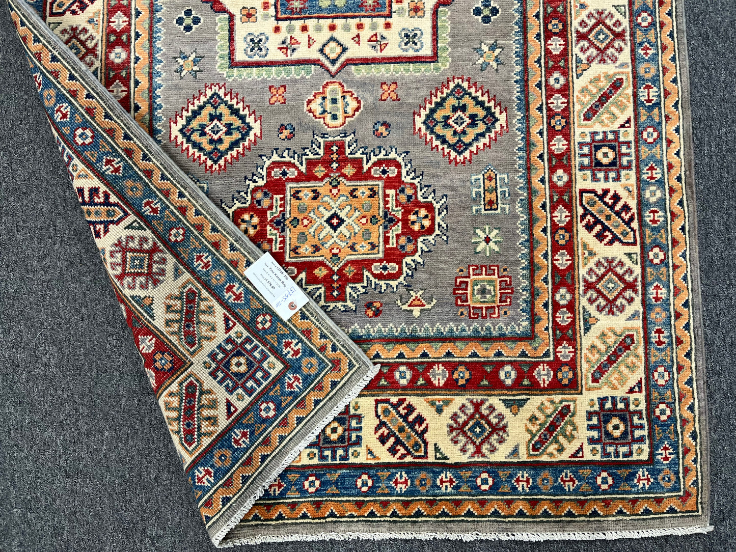 4X6 Kazak Gray Brown Handmade Wool Rug # 13755