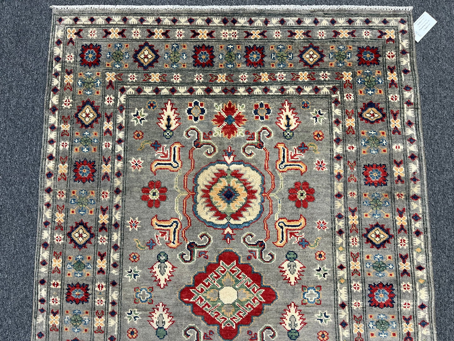 4X6 Kazak Gray Brown Handmade Wool Rug # 13576