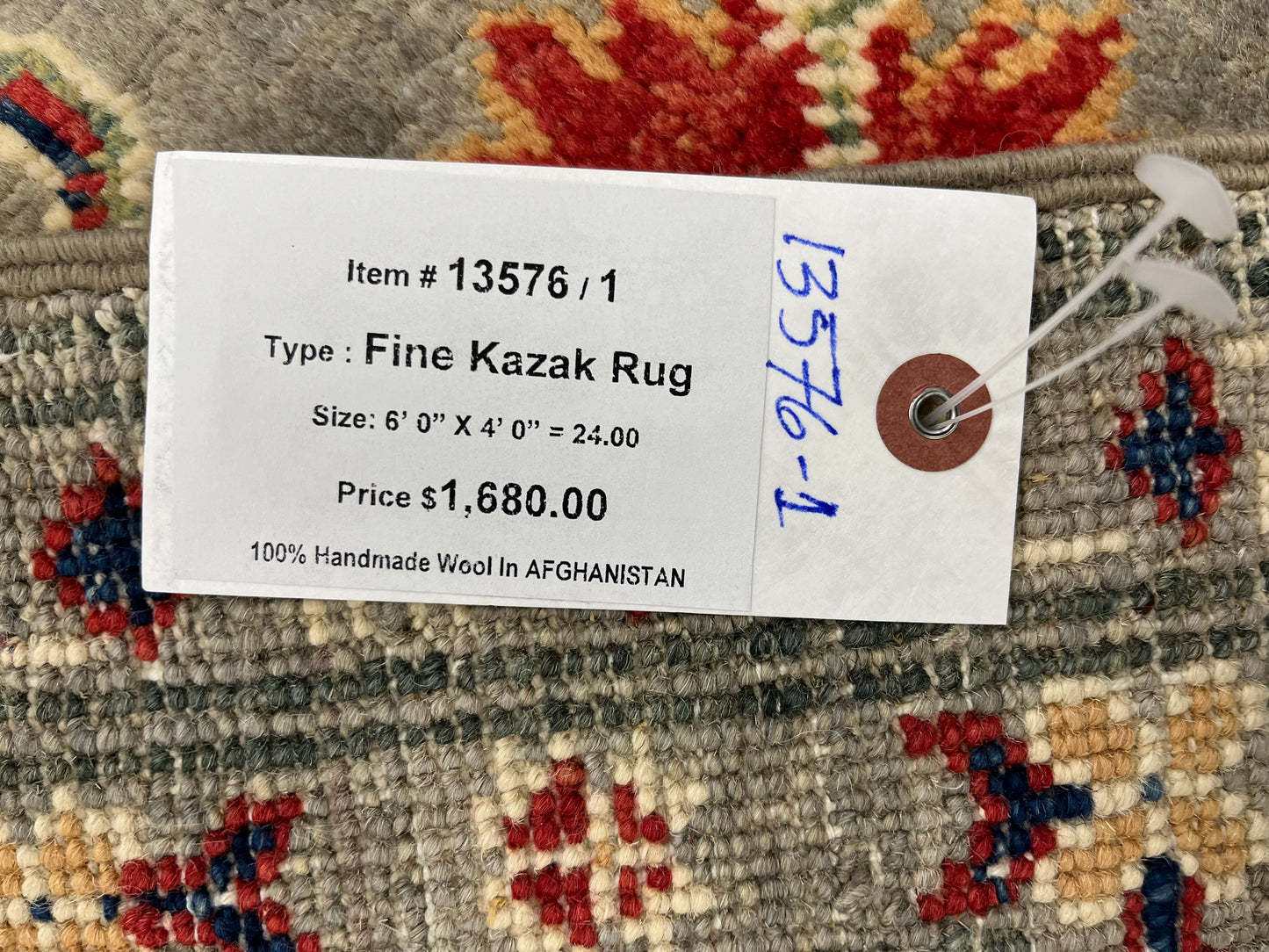 4X6 Kazak Gray Brown Handmade Wool Rug # 13576