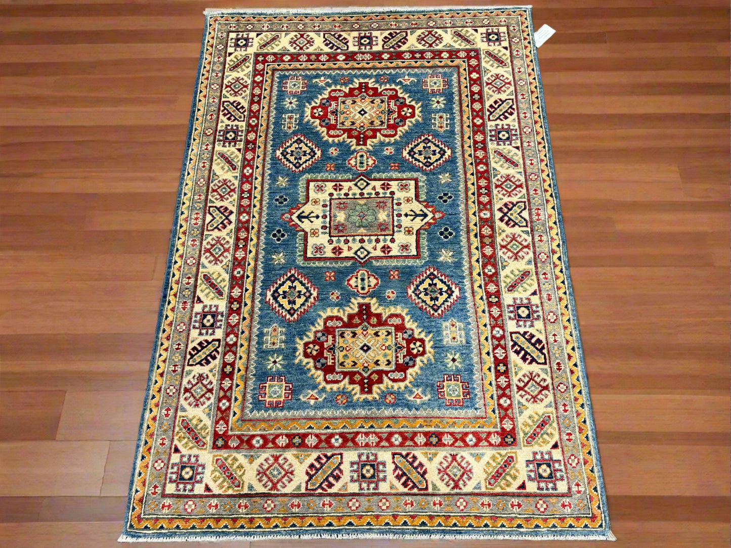 4 X 6 Kazak Light Blue Handmade Wool Rug # 13577