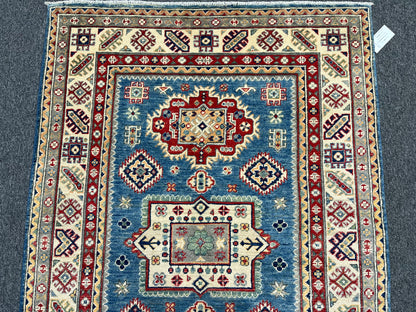 4 X 6 Kazak Light Blue Handmade Wool Rug # 13577