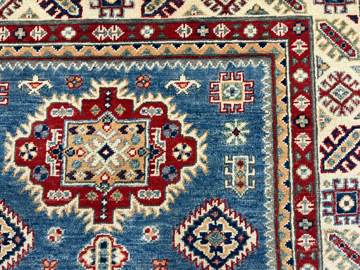 4 X 6 Kazak Light Blue Handmade Wool Rug # 13577