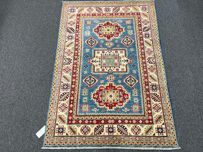 4 X 6 Kazak Light Blue Handmade Wool Rug # 13577