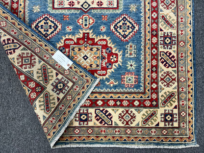 4 X 6 Kazak Light Blue Handmade Wool Rug # 13577