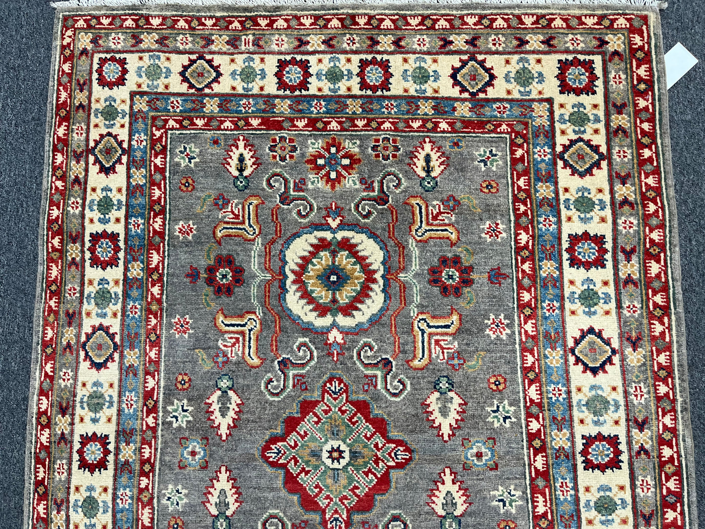 4X6 Kazak Gray brown Handmade Wool Rug # 13750