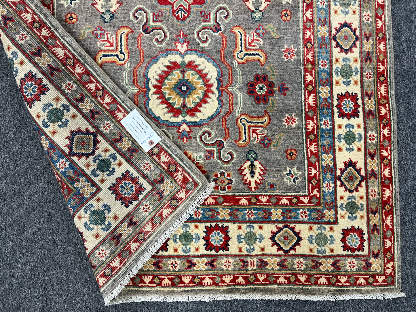 4X6 Kazak Gray brown Handmade Wool Rug # 13750