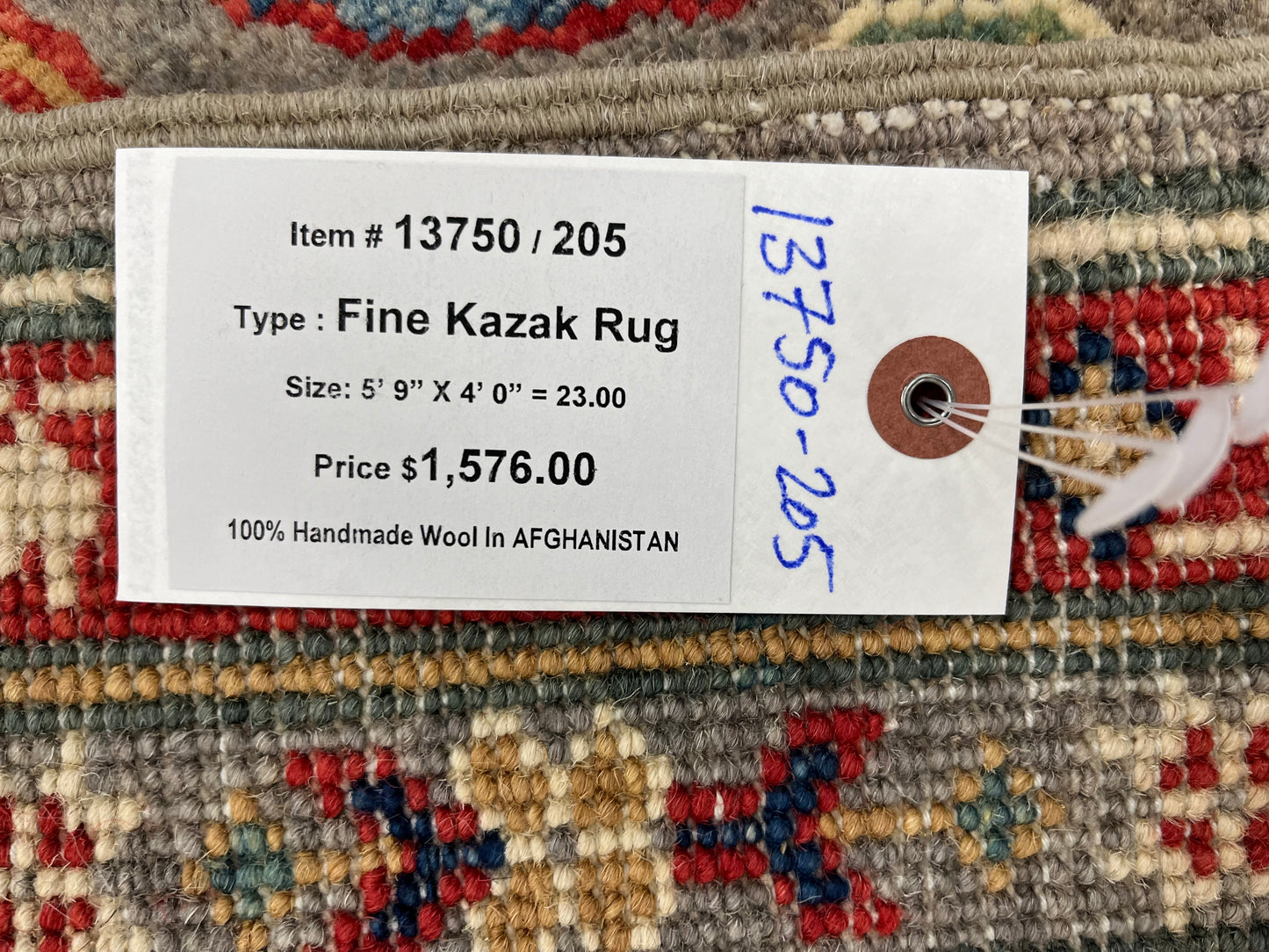 4X6 Kazak Gray brown Handmade Wool Rug # 13750