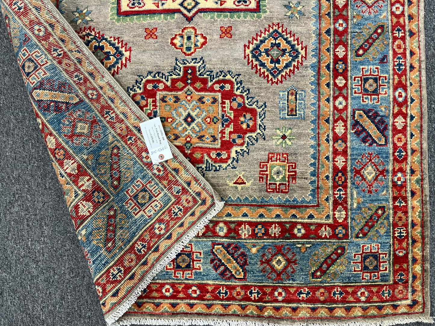 4X6 Kazak Gray brown Handmade Wool Rug # 13753