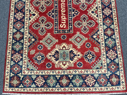 Red/Blue Kazak 5X7 Handmade Wool Rug # 13840