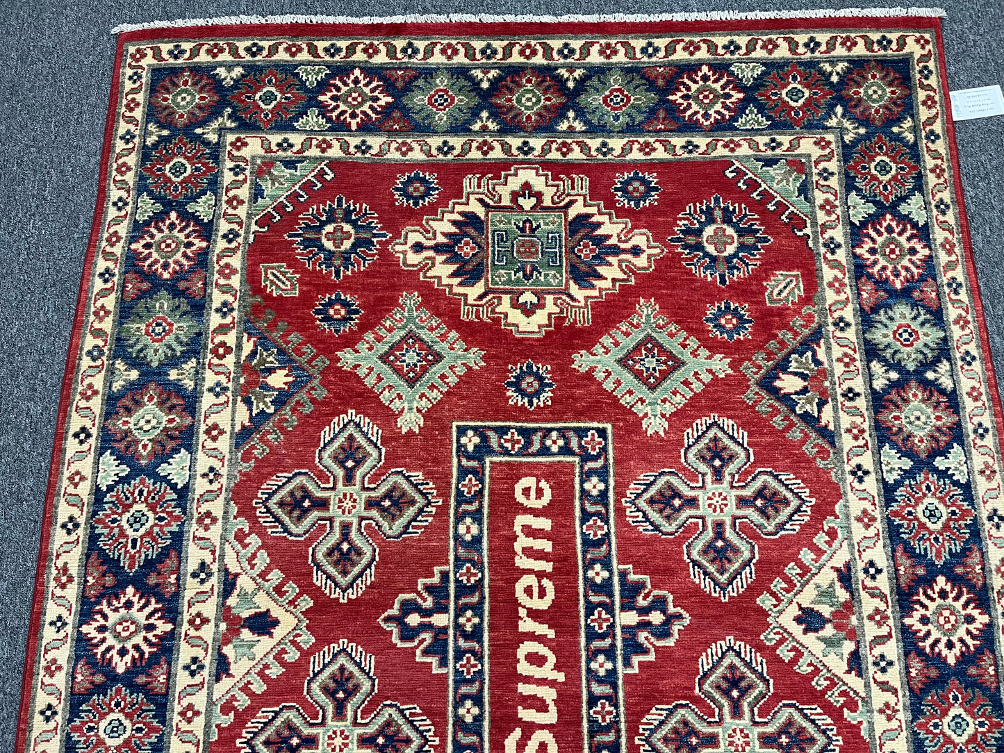 Red/Blue Kazak 5X7 Handmade Wool Rug # 13840