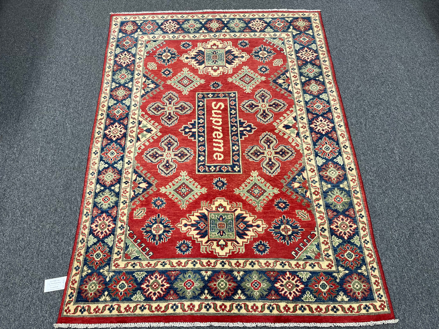 Red/Blue Kazak 5X7 Handmade Wool Rug # 13840