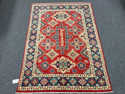 Red/Blue Kazak 5X7 Handmade Wool Rug # 13840