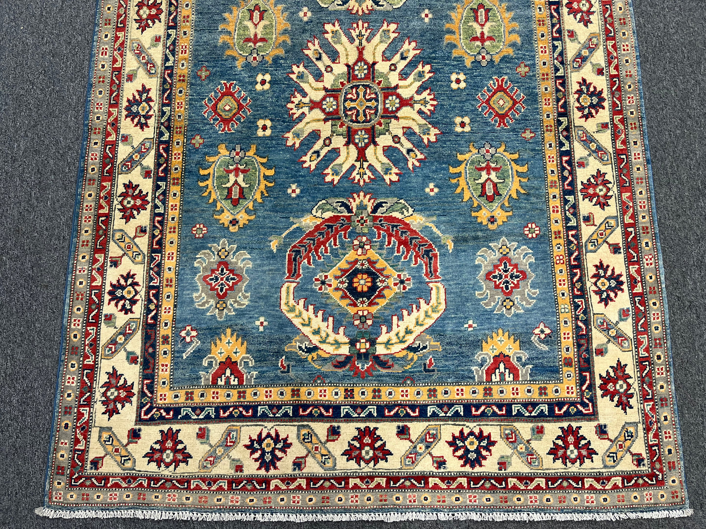 Kazak Light Blue 5X7 Handmade Wool Rug # 13839