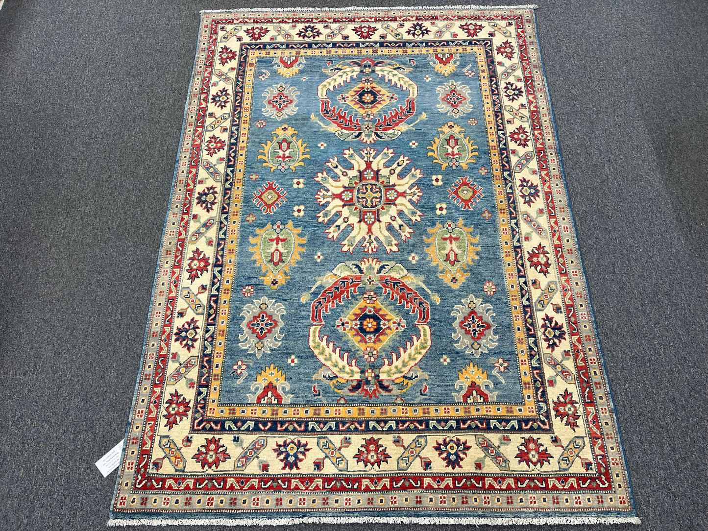 Kazak Light Blue 5X7 Handmade Wool Rug # 13839