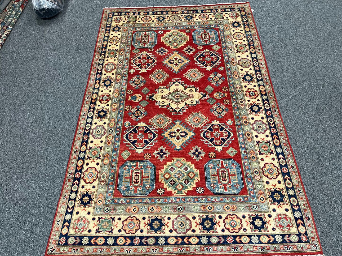 Red/Beige Kazak 5X8 Handmade Wool Rug # 13648