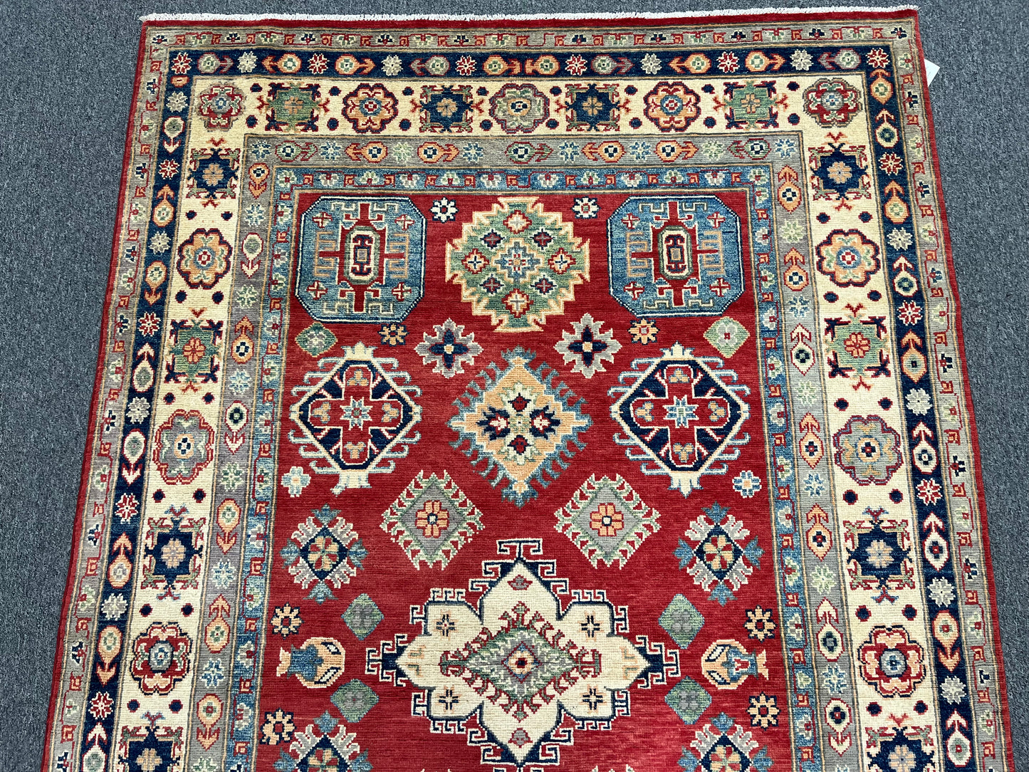 Red/Beige Kazak 5X8 Handmade Wool Rug # 13648