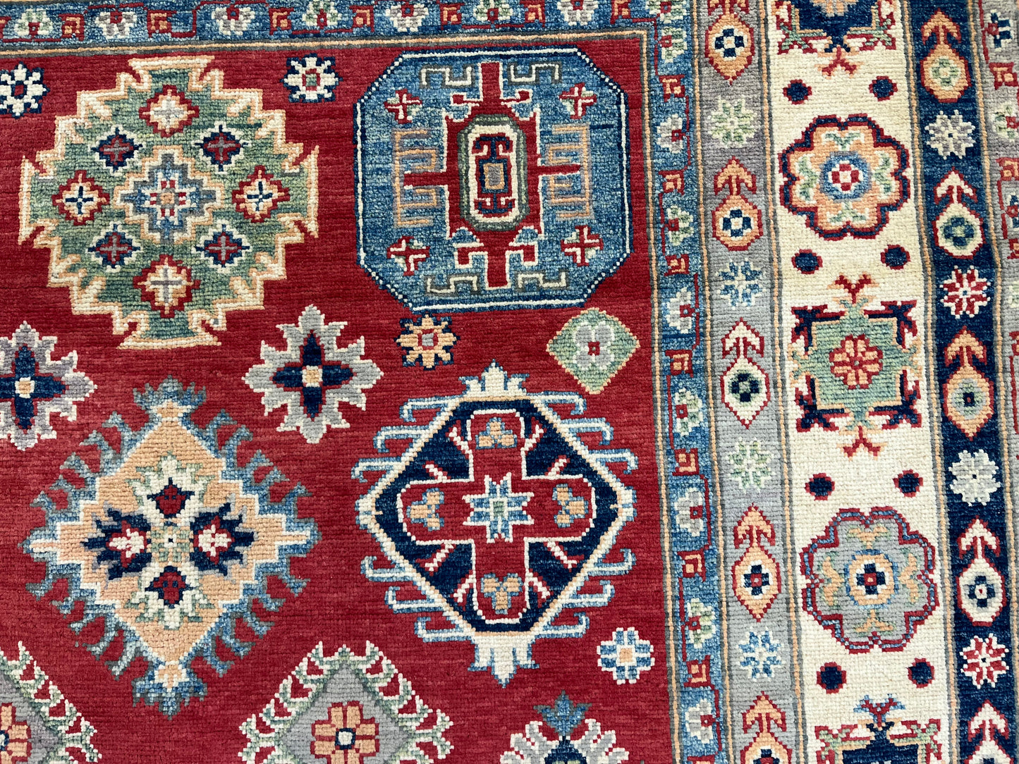 Red/Beige Kazak 5X8 Handmade Wool Rug # 13648